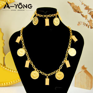 Conjunto de Joyería de Monedas de Oro de Diseño de Lujo AYONG, Chapado en Oro de 24k, Conjunto de Collar y Pulsera de Novia de Dubái para Fiesta de Bodas - Product Image 2