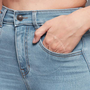 Salopette taille XL pour femmes sur mesure pantalon en jean de haute qualité Logo lavé respirant plat décontracté printemps 100% coton léger - Product Image 6