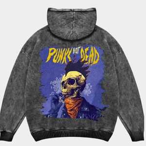 Sudadera con Capucha Unisex de Corte Regular, Estilo Punk, Lavado Ácido, Bordada, 100% Algodón, Diseño Estético Impreso de Alta Calidad, Bolsillos, Secado Rápido - Product Image 1