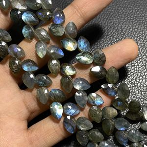 Wholesale Natural Gemstone Labradorite Faceted Pear Shape 7x10MM Multi <b>Color</b> Side Drill Briolette <b>Beads</b> for Jewelry Making - Product Image 2