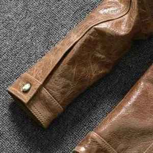 Chaqueta bomber de piel de vaca auténtica para hombre, impermeable, transpirable, Anti-Uv, cuello mandarín, forro de algodón, chaqueta de bombardero para moto y motorista para invierno - Product Image 4