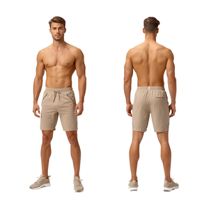 Nuevos Pantalones Cortos Deportivos Premium para Hombre, Color Beige Arena, Ecológicos, Ligeros, Elásticos, para Gimnasio y Fitness - Product Image 4