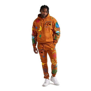 Men Heavyweight French Terry 3D Puff Print <b>Tracksuit</b> Flared Stacked Sweatpants and Hoodie Set <b>Tracksuits</b> <b>for</b> Men - Product Image 1