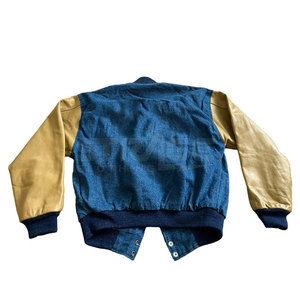 Hot Sale Winter <b>Leather</b> <b>Jeans</b> Varsity Jacket with Front Logo Durable Eco-Friendly Material and Bold Two-Tone Athletic Styling - Product Image 2