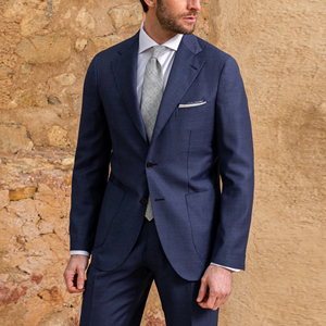 Tailored <strong>Navy</strong> Wool/Polyester Suit <strong>Jacket</strong> Men's Formal <strong>Wedding</strong> Groom Business Exquisite Two-button Breathable Waterproof Fashion - Product Image 1