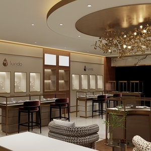 高級ジュエリーショップのショールームディスプレイカウンター、LEDバックライト付きガラス、豪華なジュエリーショップの特注家具 - Product Image 4