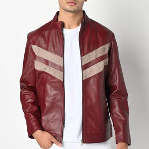 Concevez votre propre industrie Tendance Veste de motard en cuir pour hommes à manches longues Style fermeture à glissière avant Veste en cuir de motard pour hommes - Product Image 1