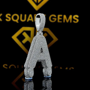 Moissanite 'A' Médaillon Initial Moissanite Initiale A Pendentif Diamant Personnalisé Un Pendentif/Lettre Initiale Argent 925 Charm A-Z - Product Image 3