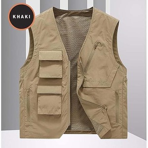 Veste respirante en gros sans manches hommes gilet veste utilitaire multi-poches coton Polyester hommes Cargo gilet travail hommes gilet - Product Image 2