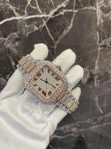 41mm Luxury Stainless Steel Antiqued Square Moissanite Diamond <b>Watch</b> Iced Elegant Hip Hop Buss Mechanical Movement Analog Date - Product Image 2