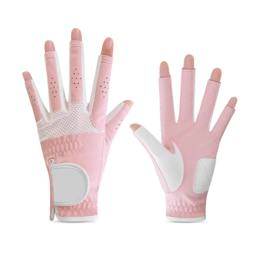 New Arrival Latest Design100% Premium Quality Extreme Level Comfort Leather Breathable Open Finger Women Golf Gloves