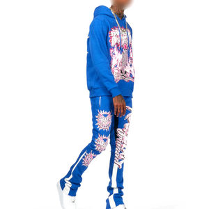 Chándal transpirable de talla grande, conjunto de 2 piezas, conjuntos de Sudadera con capucha, pantalón acampanado, nuevo diseño, de talla grande, para deportes al aire libre, chándal estampado para hombre - Product Image 5