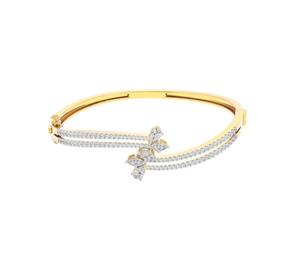Brazalete Abierto Floral de Diamantes en Oro Amarillo/Blanco/Rosa de 14K OEM para Mujer - Product Image 1