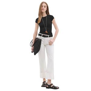 T-shirt décontracté pour femme 100% coton Col rond Coupe régulière Respirant Taille XS XXS - Product Image 5