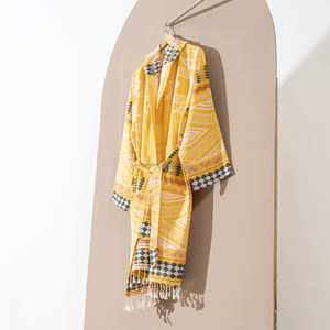 Albornoz XL unisex de algodón y lino tejido de secado rápido transpirable sólido todo el año ropa de dormir y salón modelo de verano ODM suministrado Turquía - Product Image 6