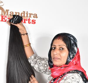 Extensiones de cabello humano de templo indio alineado con cutícula Remy natural de 100% estilos rectos de trama Genius negro virgen de 8-32 pulgadas - Product Image 2