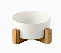 Bol à soupe en céramique rose avec support en bois, multi-usages, pour ramen, salades, aliments pour animaux, qualité alimentaire, réutilisable - Grande Vente
