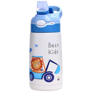 400ML Children Thermos Water Bottle Kids Thermos Mug Baby Duck Billed Straw  316 Stainless Steel Vacuum Flasks Tumbler Thermo Cup Capacity: 400ML,  Color: Pink