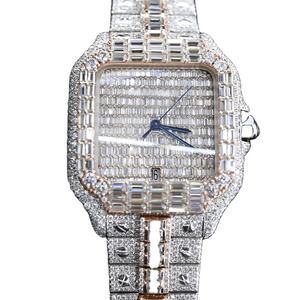 Montre analogique luxueuse unisexe cloutée style antique en acier inoxydable VVS clarté Moissanite diamant affaires mode personnalisée - Product Image 1