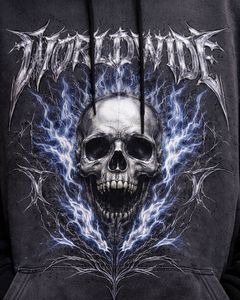 Sudadera con Capucha Extra Grande con Estampado de Calavera Gótica en Color Carbón Oscuro para Mujer, Ropa Urbana, Sudadera Informal de Forro Polar para Invierno - Product Image 5