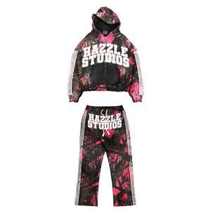 Conjunto Deportivo de Invierno con Estampado Completo Personalizado, de Alta Calidad, 100% Algodón Ecológico, con Sudadera con Cremallera y Efecto Desgastado por el Sol - Product Image 2