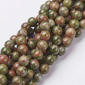 10mm Natural Unakite Smooth Gemstone <b>Beads</b> Strand Semi Precious Stone AAA Quality Jewel Creation IGI Certified Green/Pink for - Product Image 1