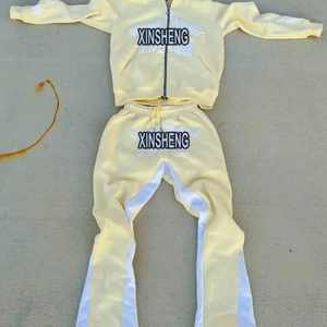 Premium Quality 2 Piece Sweat Suit For Men's Screen <b>Print</b> Zip Up Hoodie Sweat Pant 100% Cotton 400 GSM Flees - Product Image 3