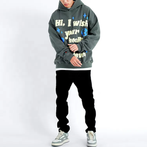 Sudadera con Capucha Extra Grande para Hombre, Diseño Gráfico Bordado, Texto Impreso, Estilo Urbano, Sudadera de Forro Polar, Logotipo Personalizado - Product Image 4