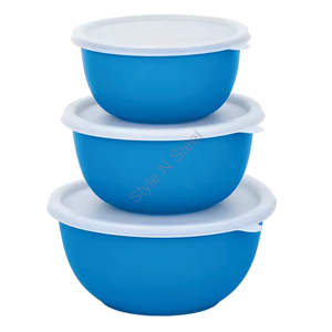 Precio al por mayor Premium Euro Bowl Set con tapa 3 piezas Metal Round Bowl en multicolor 450 mL 700 ml 1200 ml Tamaños - Product Image 6