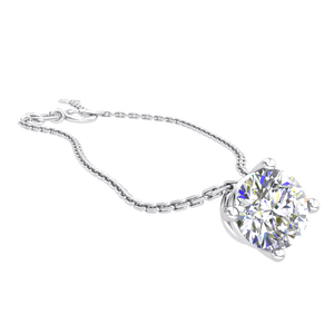 Collier pour femme en argent 925 plaqué rhodium, diamant de laboratoire de luxe, 0,75 carats, serti à 4 griffes, chaîne extensible 42+3 cm - Fiançailles - Product Image 2