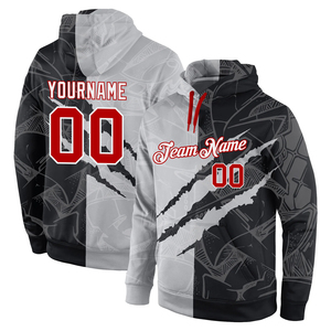 Jersey deportivo de algodón 100% cosido personalizado, Sudadera con capucha de otoño, Sudadera con capucha, diseño de apliques con patrón de grafiti 3D de Oro viejo blanco - Product Image 4