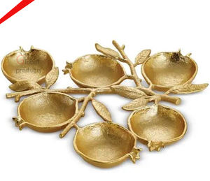 Offre Spéciale 2024 Gold Leaf Chip & Dip Serving 6 Bowl Bol fait à la main avec décor de feuilles en laiton - Product Image 1