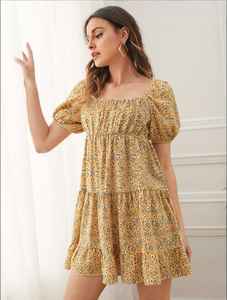 Luxueux coton imprimé Maxi longue robe à manches courtes plage bohème Maxi robe pour les femmes - Product Image 5