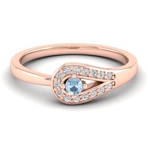 แหวนเพชรทรงกลมแบบมินิมอล REYES ประดับพลอยอะความารีน 0.08 กะรัต ตัวเรือนทองคำโรสโกลด์ 14K ประดับมอยส์ซาไนต์ เครื่องประดับอัญมณีชั้นดีสำหรับผู้หญิง - Product Image 1
