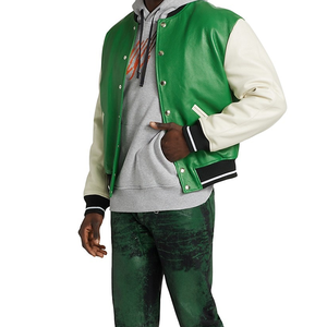 Chaqueta Universitaria de Béisbol para Hombre de la Mejor Calidad, Logotipo Bordado Personalizado, Talla Grande, Manga de Cuero, Cuerpo de Lana, para Invierno - Product Image 3