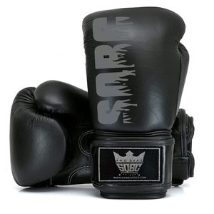 Gants de kickboxing en cuir de qualité supérieure Gants de style nouveau pour hommes Gants Muay Thai Boxe noire - Product Image 1