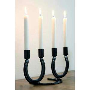 เชิงเทียนรองเท้าม้าสีดำแบบพรีเมี่ยมขาตั้งบนโต๊ะอาหารเชิงเทียนโลหะสไตล์นักขี่ม้าเชิงเทียนรองเท้าม้าของตกแต่งวันหยุด - Product Image 1