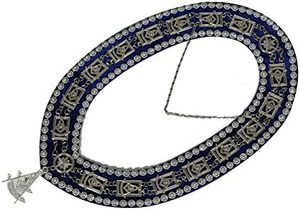 Masonic Past Master Delantal de piel de cordero Collar de cadena Joya gratis 100% Artesanía bordada hecha a mano genuina Costura de punto de cruz - Product Image 3