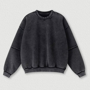 เสื้อสเวตเชิ้ตย้อมสีแบบ Acid Wash ผ้าฝรั่งเศสเทอร์รี่คอตตอน คอกลม ทรงดิสเทรส คุณภาพสูง เสื้อฮู้ดดี้และเสื้อสเวตเชิ้ตผู้ชาย - Product Image 6