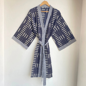 ชุดกิโมโนผ้าฝ้ายทำด้วยมือสไตล์อินเดีย, ชุดใส่อยู่บ้านสไตล์โบฮีเมียนเสื้อคลุมอาบน้ำน้ำหนักเบาชุดแต่งตัวพิมพ์ลายแบบบล็อกชุดกิโมโนผ้าฝ้ายเนื้อนุ่มของขวัญสำหรับผู้หญิง - Product Image 6