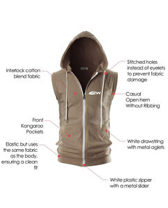 Fabricación OEM/ODM Sudadera con Capucha sin Mangas para Hombre con Forro Polar Suave, Corte Holgado y Duradero, Apta para Uso Casual - Product Image 4