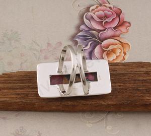 2025 Natural Rosa ostra turquesa fina eternidad boda anillo de compromiso 10x20mm rectángulo bisel ajuste Vermeil joyería fiestas - Product Image 6