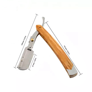 Rasoir de barbier pour hommes avec manche en bois et lames remplaçables Outil de rasage pour le visage et le corps avec logo personnalisé - Product Image 4