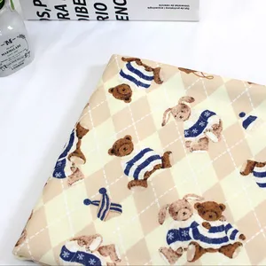 B2B order CNY corea francese spugna tessuto fantasia orsacchiotto tessuto stampato in poliestere corea 100% leggero