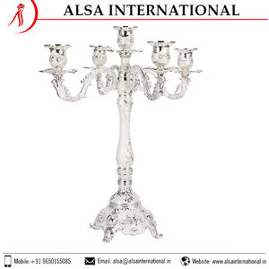 Candélabre en métal brillant de meilleure qualité en argent sterling Vente en gros Bougeoir en verre de style Ins fabriqué par un producteur en vrac - Product Image 5