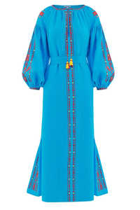 Vente chaude Vintage broderie ukrainienne longue robe pour femmes grande taille vêtements avec manches tissé vêtements pour femmes en gros - Product Image 6