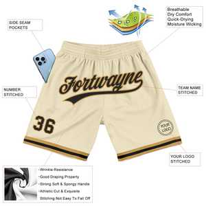 Shorts personnalisés Creem Black-Old Gold Throwback Basketball Shorts - Product Image 2