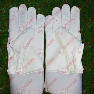 Dernière conception de gants de frappe de baseball en cuir de vachette de couleur blanche à manchette longue au prix d'usine - Product Image 2