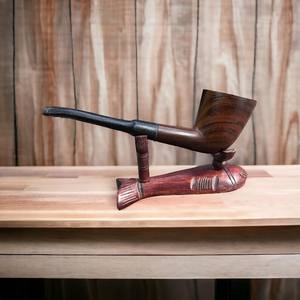 Pipa de Fumar de Madera Curvada de Estilo Lujoso para Cigarros y Tabaco, Acabado Natural, Hecha a Mano, Reutilizable - Product Image 2