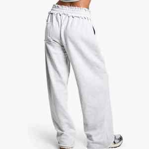 Joggers de pierna recta gris de alta calidad para mujer, tela de tacto suave de lana de felpa, pantalones de chándal de algodón 100% para mujer, pantalones y pantalones para mujer - Product Image 6